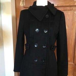 Tahari black wool peacoat 6